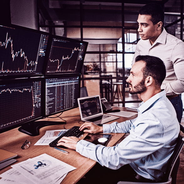 Financial analysts working