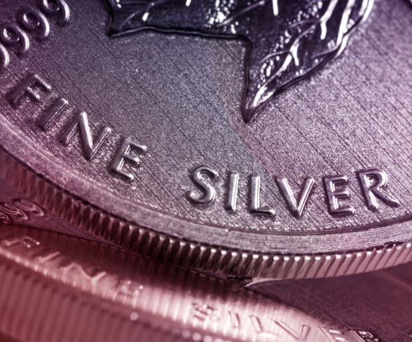 Close-up of silver coin
