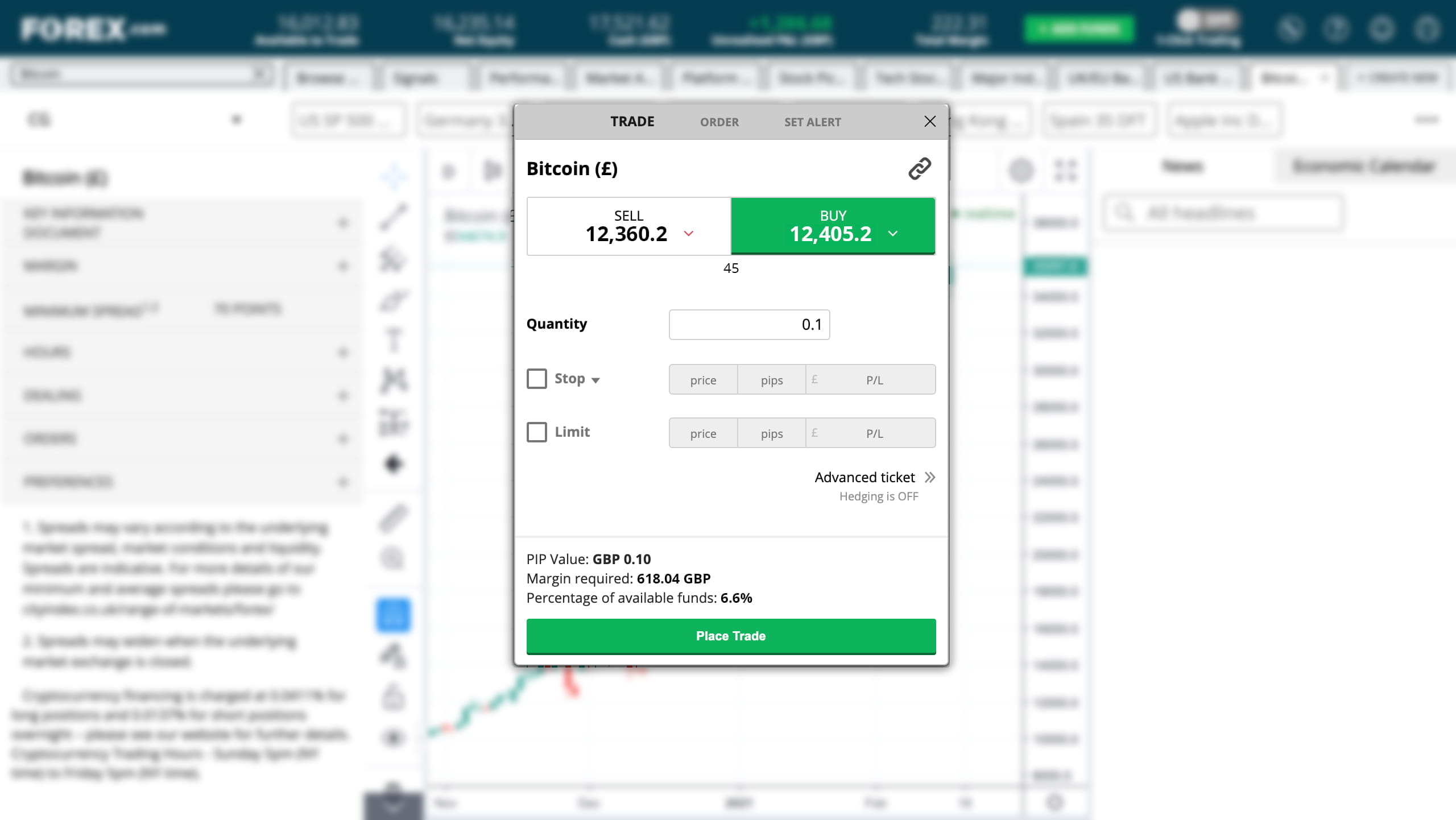 Buying bitcoin on the FOREX.com web trading platform