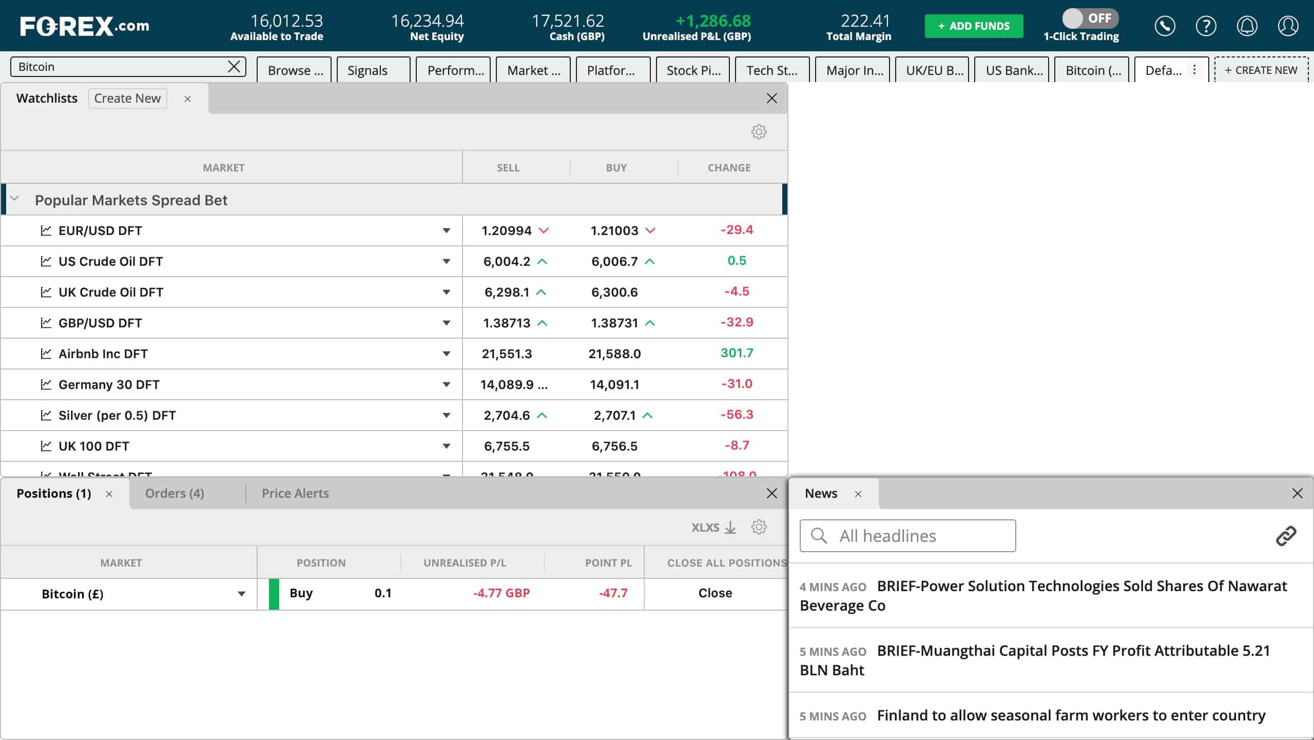 Watchlist of the popular currencies, commodities and products traded on FOREX.com web trader