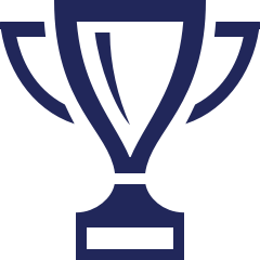 Trophy icon in dark blue
