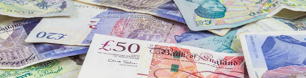 Barclays Multiple pound notes £5, £20 and £50 Pound Sterling