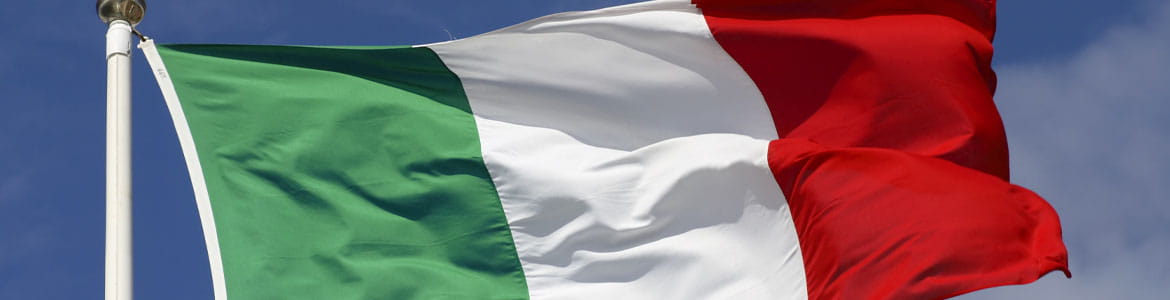 Italy Italian flag blowing in wind