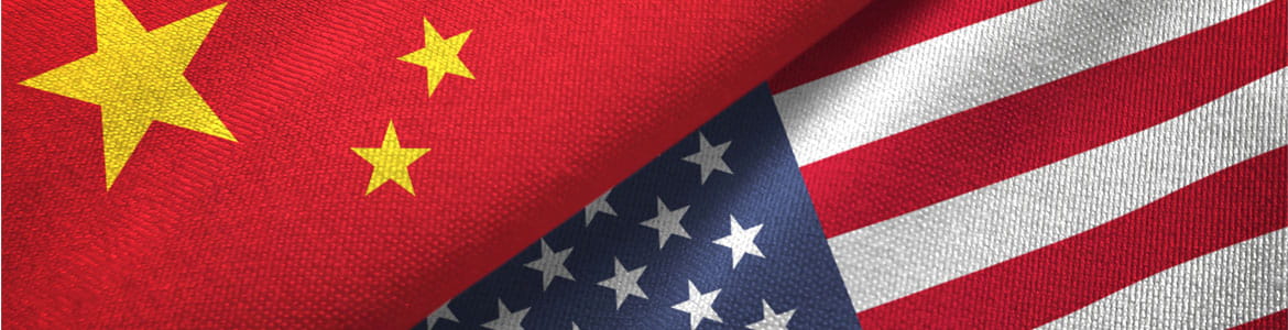 Trade War4 PRC China and US flags overlapping