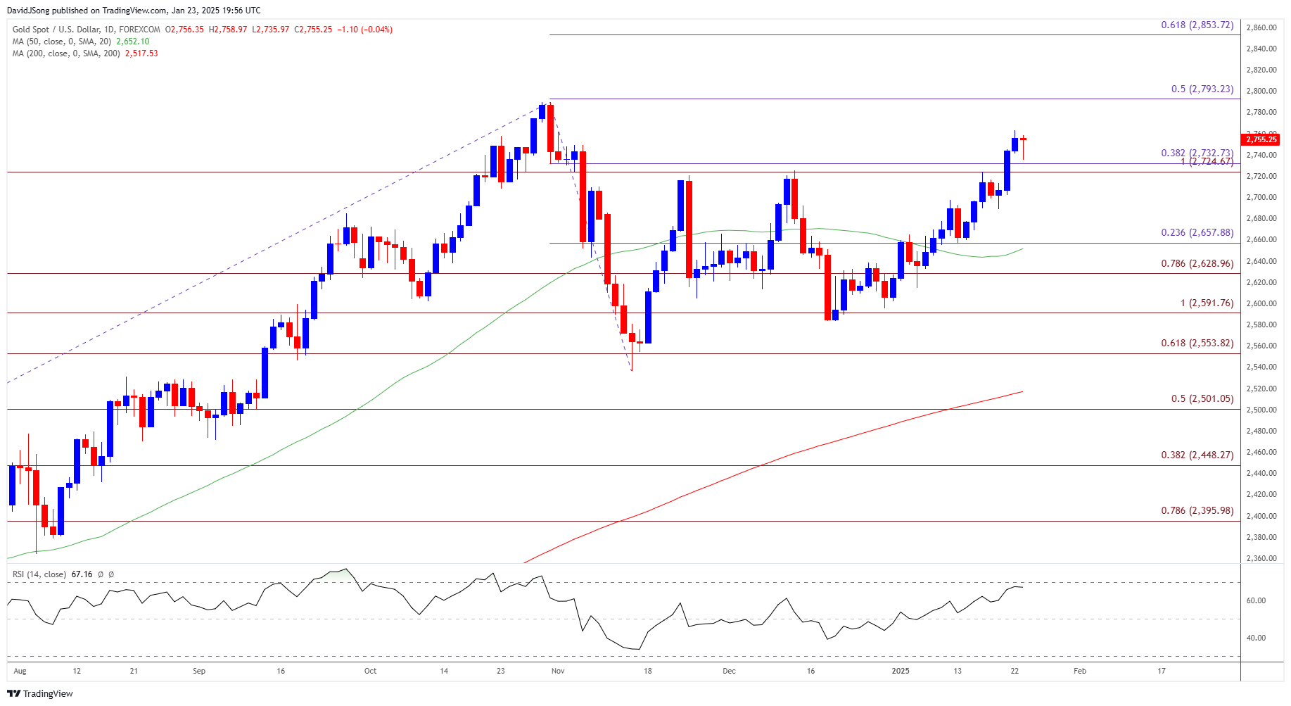 Gold Price Daily Chart 01232025