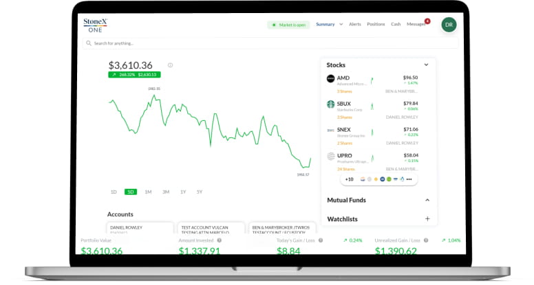 Laptop showing web trading screen